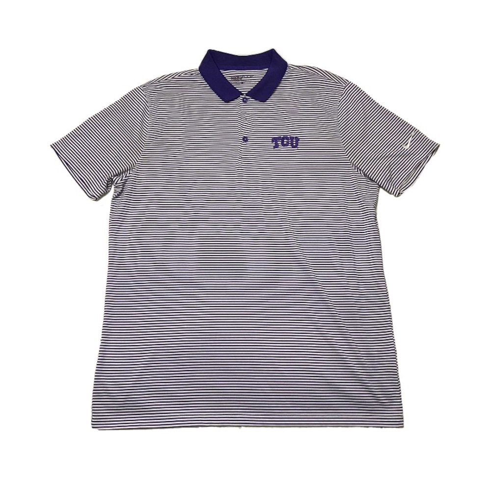 TCU Purple & White Striped Polo Shirt